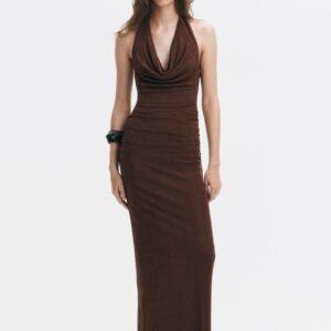 Cowl-neck halterneck dress